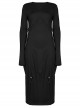 Dark Punk Style Stretch Cotton Fabric Rope Design Multi Wearing Ways Long Sleeve Dress