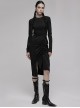 Dark Punk Style Stretch Cotton Fabric Rope Design Multi Wearing Ways Long Sleeve Dress