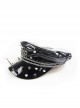 Brand Logo Decorated Black Bright leather Military Uniform Punk Spiked Hat