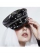 Brand Logo Decorated Black Bright leather Military Uniform Punk Spiked Hat