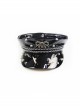 Brand Logo Decorated Black Bright leather Military Uniform Punk Spiked Hat