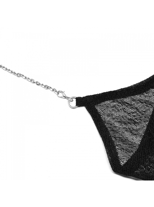Dark Texture Mesh Fabric Dimensional Cut Open Hollow Design Metal Chain Halter Arm Sleeves