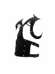 Punk Black Adjustable Leather Loop Shoulder Nailing Waistcoat