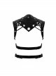 Punk Black Adjustable Leather Loop Shoulder Nailing Waistcoat