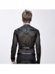 Punk Black Adjustable Leather Loop Shoulder Nailing Waistcoat