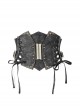 Black Steampunk Adjustable Slim Curly Grain Texture Composite Leather Corset