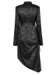 Black Punk Style Jacquard Cotton Fabric Improved Cheongsam Pointed Hem Drawstring Design Cheongsam Collar Long Sleeve Long Dress