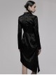 Black Punk Style Jacquard Cotton Fabric Improved Cheongsam Pointed Hem Drawstring Design Cheongsam Collar Long Sleeve Long Dress