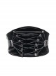 Punk Adjustable Imitation Leather Fan-shaped Lace Up Black Corset