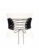Punk Adjustable Imitation Leather Fan-shaped Lace Up Black Corset