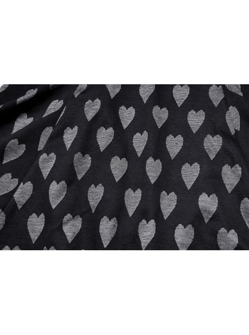 Heart Print Pattern Sexy Suspender Hollow Mesh Metal PU Buckle Bow Design Sleeveless Dress