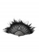 Gothic Non-foldable Rivet Decorative Feather Black Fan