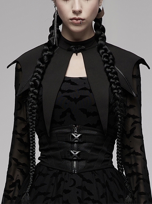 Chinese Style Dark Gothic Bat-Pointed Hem Design Cloud Shoulder Collar