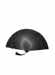 Non-foldable Bright Leather Edging Black Asymmetric Punk Rivet Fan