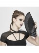 Non-foldable Bright Leather Edging Black Asymmetric Punk Rivet Fan