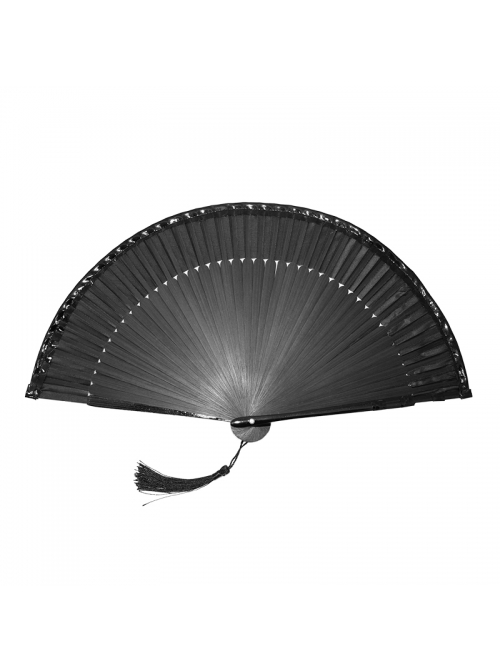 Non-foldable Bright Leather Edging Black Asymmetric Punk Rivet Fan
