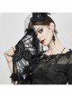 Non-foldable Black Gothic Lace Beaded Fan