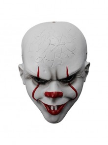 Red Nose White Evil Clown Halloween Party Horror Demon Haunted House Resin Mask