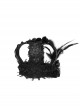 Black Gothic Feather Rose Lace Edging Cross Crown Hair Clip