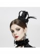 Black Gothic Feather Rose Lace Edging Cross Crown Hair Clip