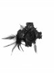 Black Gothic Feather Rose Lace Edging Cross Crown Hair Clip