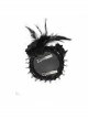 Black Gothic Feather Rose Lace Edging Cross Crown Hair Clip