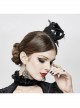 Black Gothic Feather Rose Lace Edging Cross Crown Hair Clip