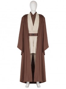 Star Wars Obi-Wan Kenobi Beige Suit Halloween Cosplay Costume Brown Robe Coat