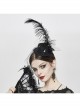 Black Gothic Light Gauze Detachable Feather Small Top Hair Clip