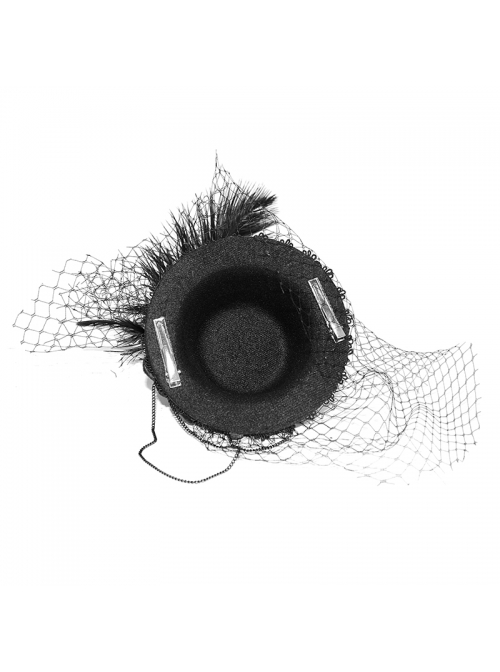 Black Gothic Light Gauze Detachable Feather Small Top Hair Clip