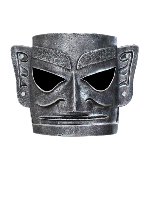 Chinese Retro Style Bronze Stone Man Shape Halloween Performance Full Face Resin Mask