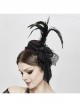 Gothic Detachable Black Feather Beads Decorated Red Hair Clip