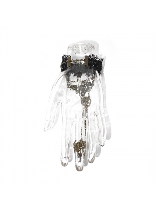 Black Steampunk Lace Adjustable Chain Bracelet