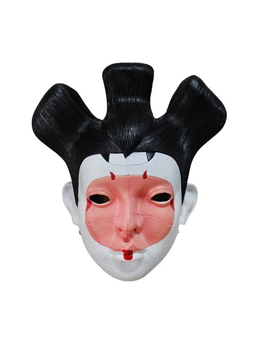 Halloween Hot Pot Shop Tattoo Shop Ghost in the Shell Japanese White Geisha Dress Up Haunted House Full Face Resin Mask