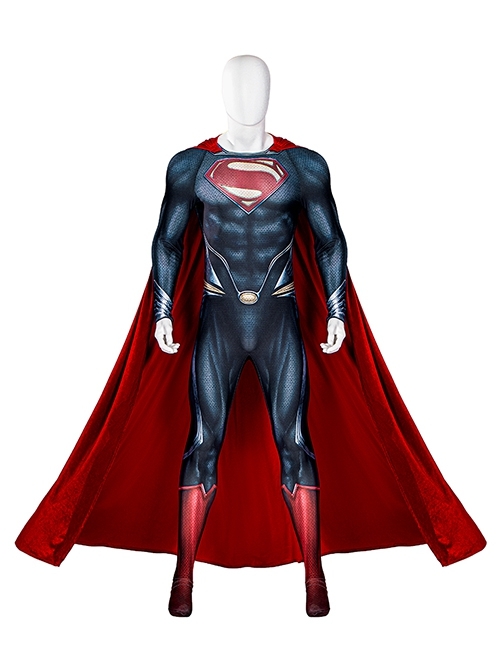 Man Of Steel Superman Clark Kent Battle Suit Halloween Cosplay Costume Set
