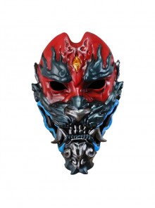 Japanese Red Mixed Blue Armor Warrior Horror Exaggerated Half Face Resin Mask