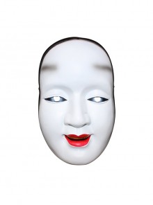 Japanese Traditional Noh White face showy lip Sad Smile Horror Weird Full Face Resin Mask