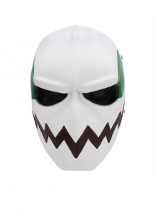 Payday 3 Green Pattern Eyes Black Line Mouth White Face Mask Halloween Prom Party Adult Full Face Resin Mask