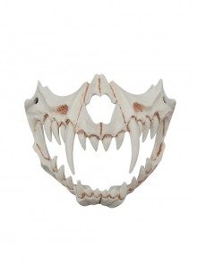 Fiercely Tiger Half Face Mask Halloween Haunted House Party Tengu Skull Devil Masquerade Adult Resin Mask