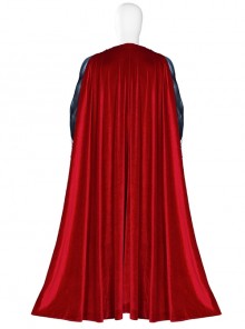 Man Of Steel Superman Clark Kent Battle Suit Halloween Cosplay Costume Red Cloak