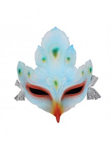 Chinese Style Painted Bird Feather Modeling Mask Halloween Stage Prom Hanfu Performance Adult Full Face Resin Mask