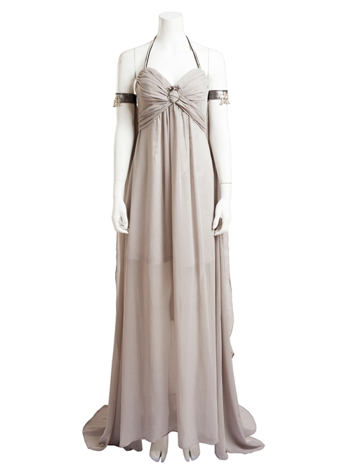 Game Of Thrones Dragon Mother Daenerys Targaryen Cosplay Costume Gray Halter Long Dress