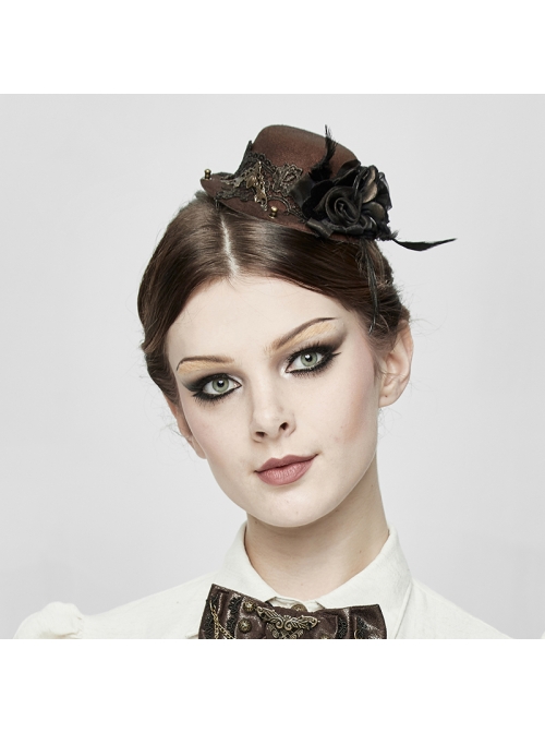 Brown-crackled Steampunk Adjustable Metal Decorative Bow Tie
