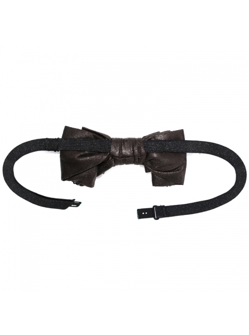 Brown-crackled Steampunk Adjustable Metal Decorative Bow Tie
