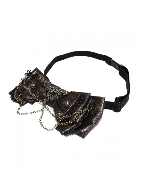 Brown-crackled Steampunk Adjustable Metal Decorative Bow Tie
