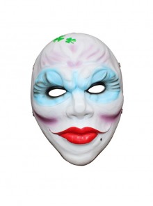 Payday 2 White Horror Red Lip Black Mole Female Robber Full Face Mask Halloween Masquerade Adult Resin Mask