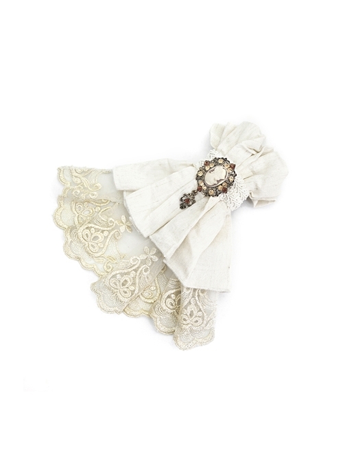 White Steampunk Dark Jacquard Lace Bow Tie