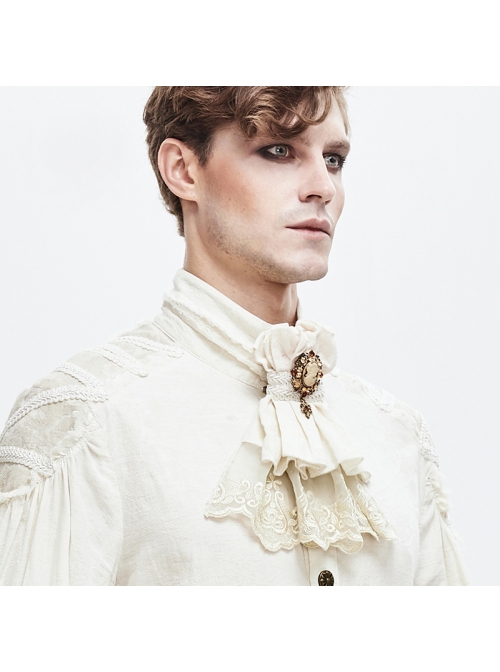 White Steampunk Dark Jacquard Lace Bow Tie