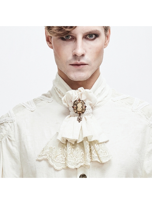 White Steampunk Dark Jacquard Lace Bow Tie