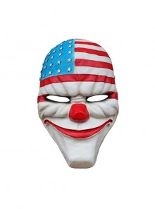 Payday 2 Red Nose Forehead American flag Smiling Big Mouth Clown Robber Mask Halloween Stage Performance Adult Resin Mask